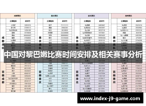 中国对黎巴嫩比赛时间安排及相关赛事分析 中国对黎巴嫩比赛时间安排及相关赛事分析